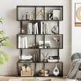 thumbnail image 2 of Satifur 5-Tier 57.09"H S-Shaped Geometric Bookcase, Industrial Freestanding Storage Shelving Unit,Black, 2 of 6