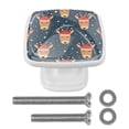 thumbnail image 1 of 4 Pieces Set Drawer Pulls Handle Square Wardrobe Cabinet Knobs with Stainless Steel Screws Furniture Kitchen Decor, 1 of 5