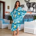 thumbnail image 3 of Xixirimido Blue Sea Starfish Floral Print Kaftan Dresses for Women Plus Size V-Neck Moo Moos Batwing Sleeve Caftan Beach Dress Bathing Suit Cover-Up Loungewear, 3 of 7