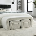 thumbnail image 2 of 5 Pieces Ottoman Bench Set,Modern Upholstered Nesting Bench Including Four End of Bed Nesting Benches Ottoman Foot Rest Stool,Space-Saving Design Nesting Boucle Bench for Living Room Bed Room,White, 2 of 7