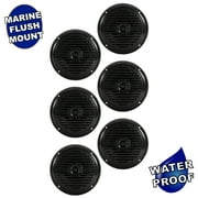 Acoustic Audio MRN65B Waterproof Flush Mount Marine 6.5" Speakers Passive 3 Pair Pack Black