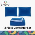 thumbnail image 5 of Blue 3-Piece Reversible Comforter Set, Recycled Microfiber Bedding, Full/Queen, by Utica, 5 of 6