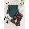 thumbnail image 3 of Set de mameluco y pantalones a cuadros verdes Doresbebe para niña, 12-18 m, 3 of 7