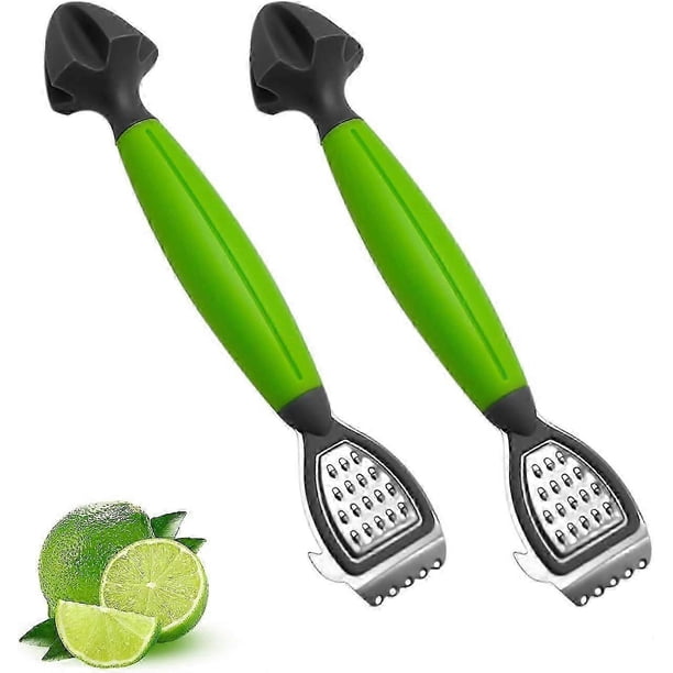 2 Lemon Peelers with Comfortable Plastic Handles, Multipurpose Stainless Steel Reamer, 3 in 1 Kitchen Tool Grinder