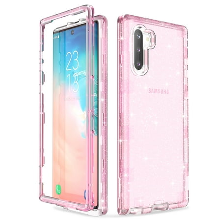 ULAK Galaxy Note 10 Case, Heavy Duty Shockproof Rugged Protection Case Transparent Soft TPU Protective Cover for Samsung Galaxy Note 10 6.3 inch (2019), Pink Glitter