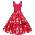 thumbnail image 4 of Vestido de cóctel vintage Hepburn para mujer, con estampado de gatos, sin mangas, corte A, estilo años 50, para San Valentín., 4 of 7