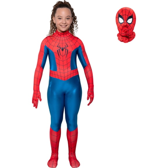 Hero Pattern Brand New Day Halloween Costume Superhero Classic Red Blue Spider Suit Full Bodysuit for Halloween Role Play Show Red 110