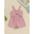 thumbnail image 2 of Suealasg Toddler Girls Romper Shorts Cute Bow Sleeveless Ribbed Short Jumpsuit Shorts 6M 12M 24M 2T 3T 4T Baby Girls Summer Clothes, 2 of 7
