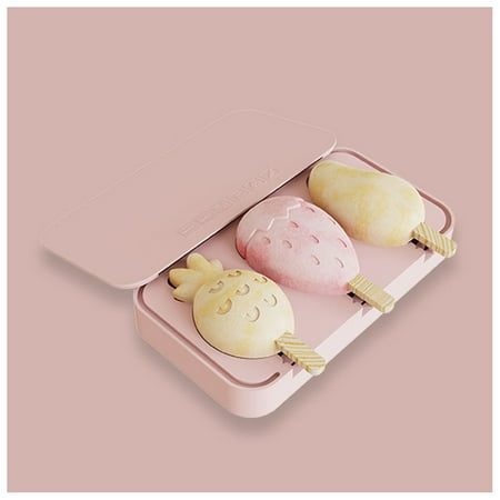 

Popsicle Molds With Lid & 4 Reusable Popsicle Sticks Cartoon Fruit/Animal Shape A