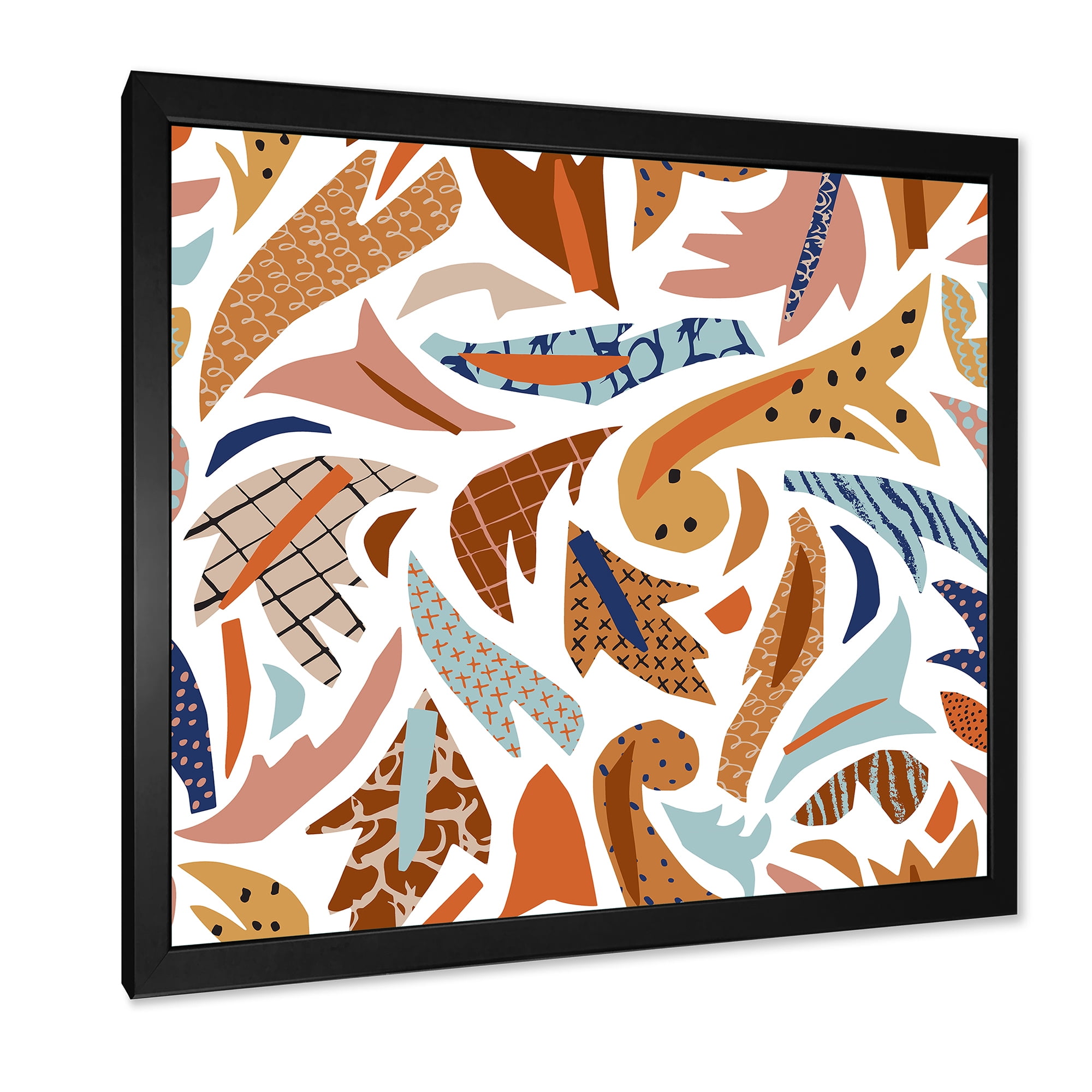 Designart 'Baroque Inspired Stylized Doodles Shapes' Bohemian & Eclectic Framed Art Print