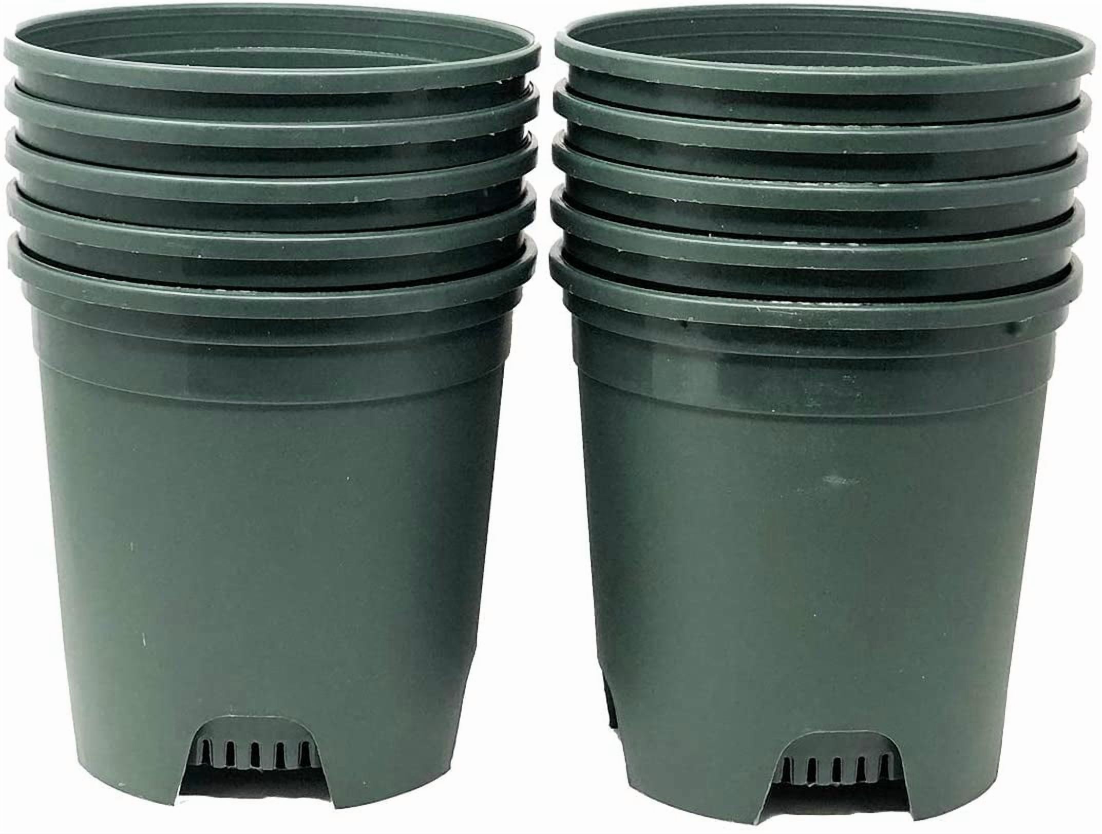 Cotta Planters 10-Pack 1.5 Gallon Plastic Nursery Plant Pots, Heavy Duty BPA-Free Recycled Plastic, Green