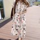 thumbnail image 2 of Moda mujer verano Casual cuello pico estampado manga corta vendaje botón vestido Fridja  bnh4660, 2 of 8