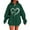 Green, variant on Hoodies for Women Ndbuld Women And Winter Casual Christmas Solid Round Neck Long Sleeve Pullover Blouse Sweatshirt Black M