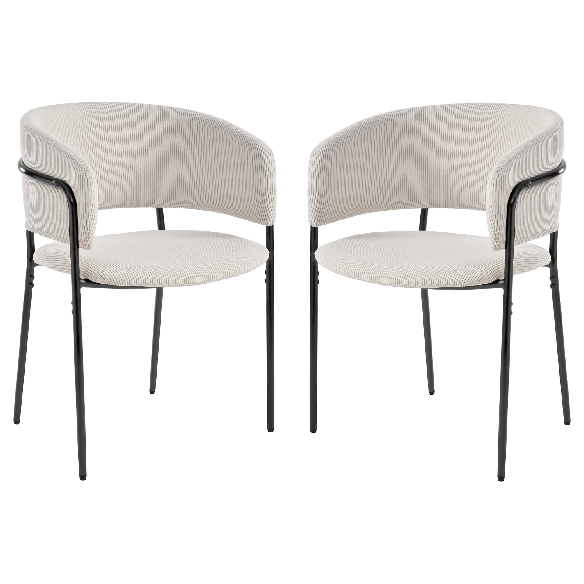 Noble House HORIZON Modern Side Chair with Angled Legs Adjustable Feet(Beige)