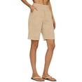 thumbnail image 2 of Women's Bermuda Long Shorts with Pockets High Waisted Stretch Knee Length Shorts for Women for Women Walking Workout Casual Summer Golf Shorts Migroa Beige L, 2 of 4