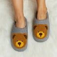 thumbnail image 2 of Womens Fuzzy Slippers Cute Cartoon Animal Print Chunky Soft Sole Antislip Winter Bedroom House Shoes Casual Cozy Slip on Shoes Grey 7.5, 2 of 6