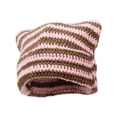 thumbnail image 2 of Gorro de crochet, gorro de punto, tocado holgado, estilo vintage, accesorios hechos a mano, ropa rosa y café, 2 of 9