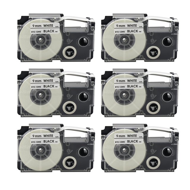 6 Piezas Cinta de Etiquetas de 9Mm para -120 -E300 -60 -100 KL750B KL820 KL750 KL7200 Cinta de Impresora de Etiquetas Papel TéRmico