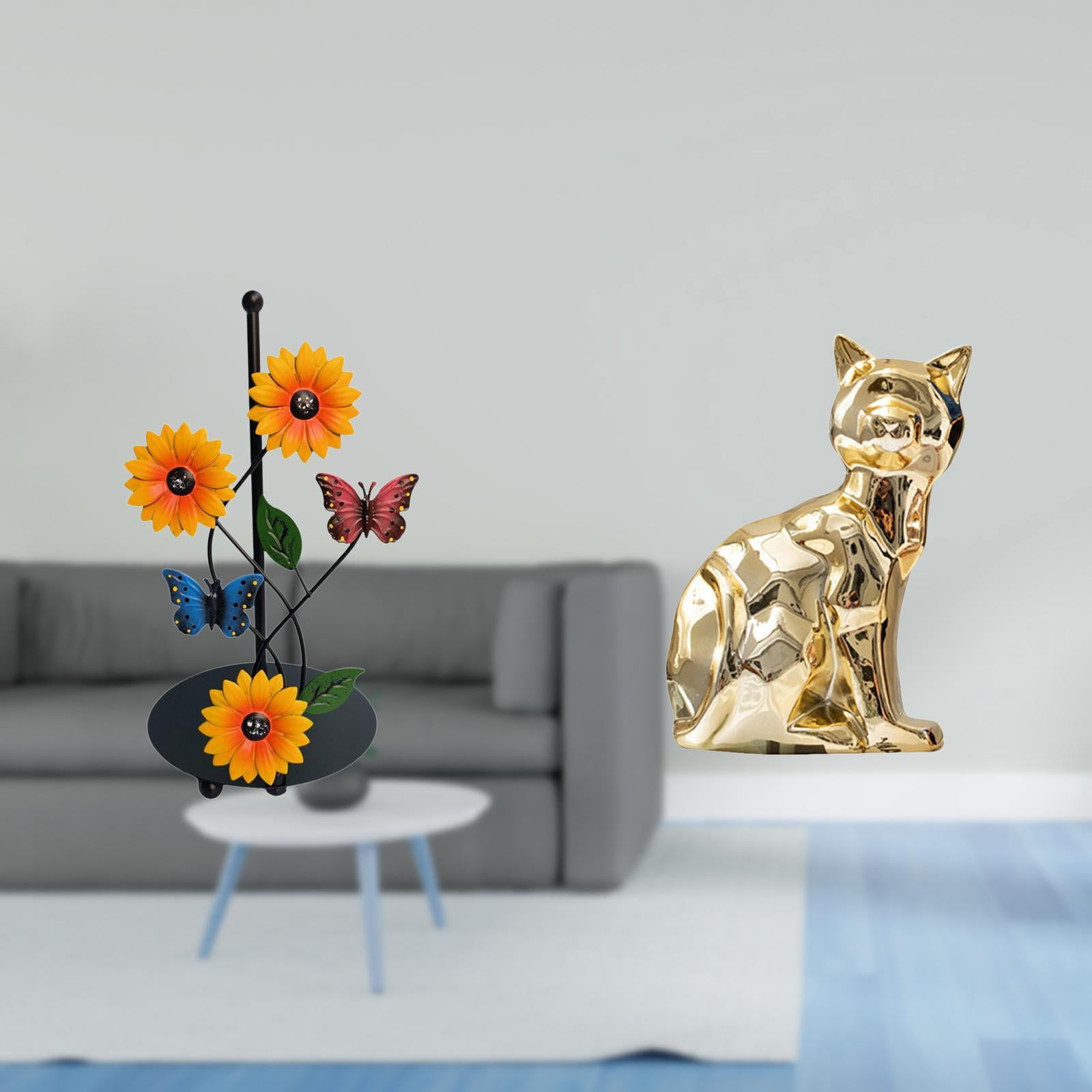 Fiocias Toilet Paper Holder Paper Towel Holder Countertop Kitchen Roll Holder Cat Statue Figurine Iron Ceramic Material Suitable for Living Room Bedroom Offic