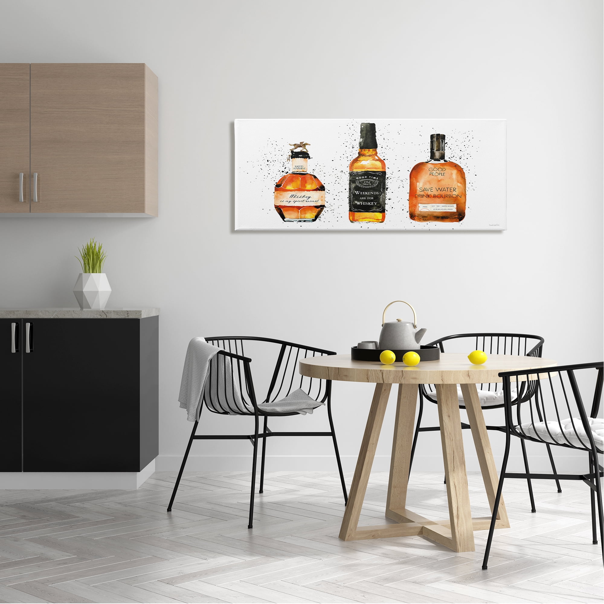 Stupell Industries Funny Whiskey Bottles Food & Beverage Painting Gallery Wrapped Canvas Print Wall Art, 48 x 20