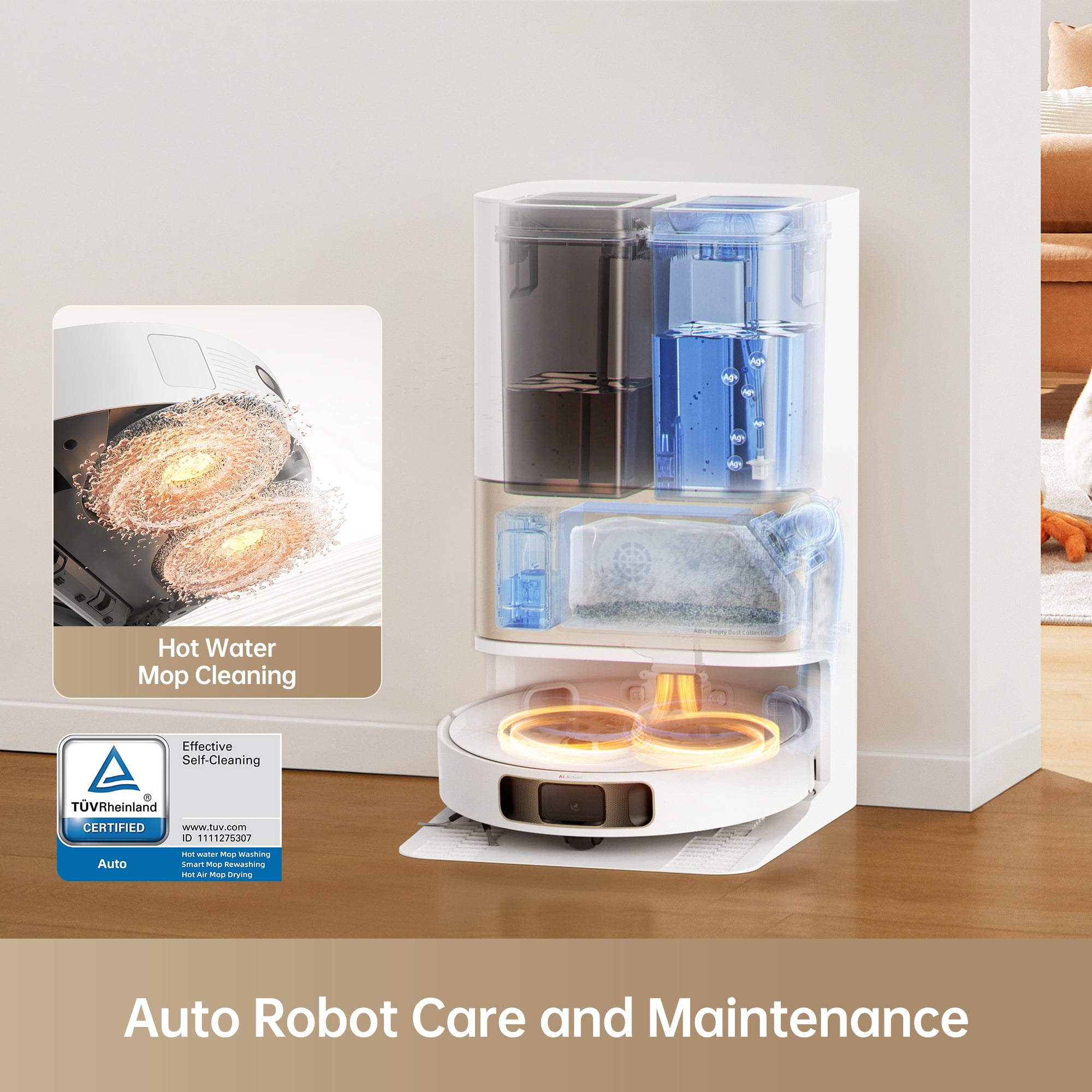 Dreame Heat Robot Vacuum and Mop Combo, 136°F Hot Water Self-Cleaning, 7000Pa Suction,L10s Pro Ultra