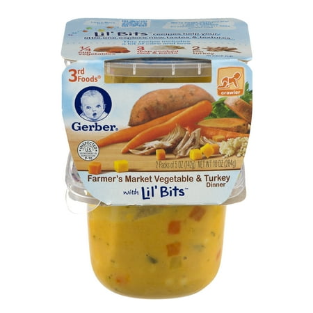 (4 Pack) Gerber 3rd Foods Farmers Market Vegetable & Turkey Dinner with Lil Bits - 2 (Best Turkish Food Coupon)