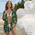 thumbnail image 6 of Xoenoiee Shamrock Hat Print Women’s Bikini Swimsuit Cover Up Button Down V Neck Shirts St. Patrick's Day Long Sleeve Blouse Beachwear Bathing Suit with Chest Pocket, 3XL, 6 of 7