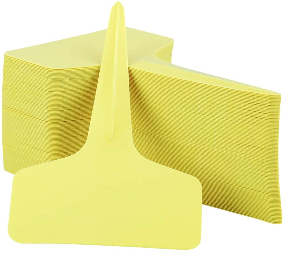 Yellow Plant Labels,100 Pcs 6 x10cm Plastic Plant TType Tags Yellow