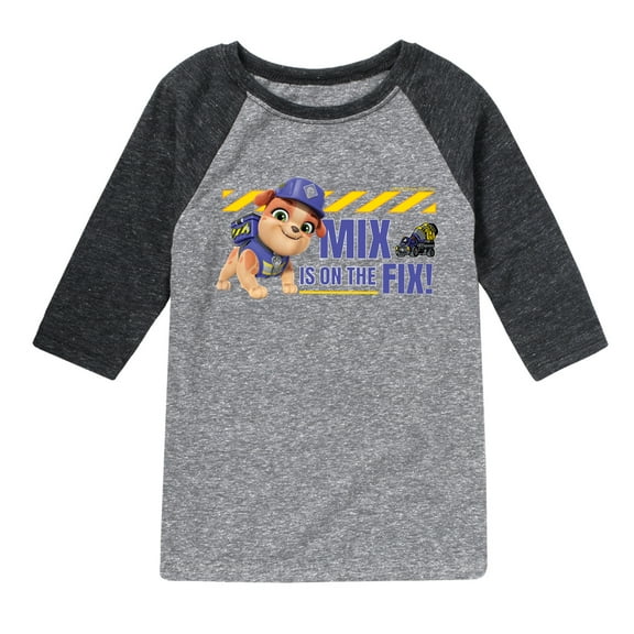 Paw Patrol - Rubble & Crew - Mix Is On The Fix - Toddler & Youth Raglan Graphic T-Shirt