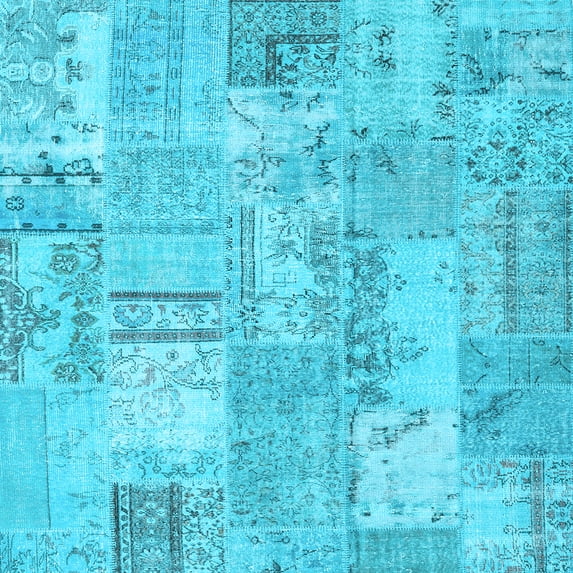 Ahgly Company Indoor Square Patchwork Light Blue Transitional Area Rugs, 5' Square