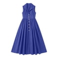 thumbnail image 4 of Ynynlocho Womens Cotton High Waist A-Line Shirt Maxi Dress Casual Sleeveless Collared V-Neck Flowy Long Sundress with Button Down, 4 of 6