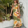 thumbnail image 6 of Orange And Spice Pinecones Christmas Dress Summer Street Style Bohemia Long Dresses Female Sleeveless Printed Maxi Dress, 6 of 9