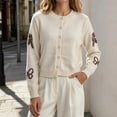 thumbnail image 6 of Iroehba Cardigan Sweaters for Women Long Sleeve Button Down Crew Neck Knit Tops Relaxed Cut Elegant Casual Outerwear for Daily Wear, 6 of 6