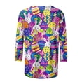 thumbnail image 4 of lcziwo Women's Easter Shirts Fashion Egg Printed Blouses Casual Round Neck Shirt Spring Holiday Wear 3/4 Sleeve Easter Tops Multicolor L, 4 of 6