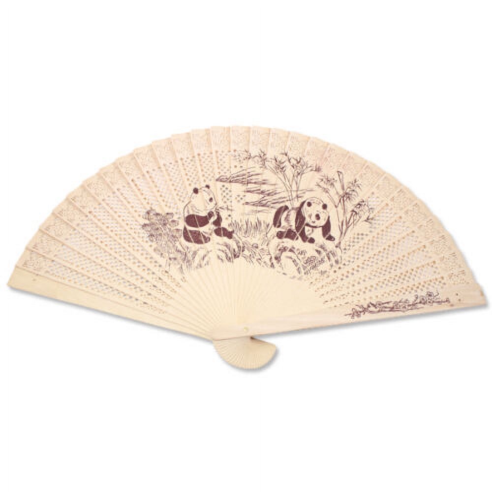 10 Double Sided Wooden Asian Panda Print Design Hand Fans Party Decoration Gift D13428