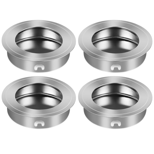 OUNONA 4 Pcs Plaque de Tirage en Acier Inoxydable Encastrée Argentée pour Portes d'Armoire Rénovation de Cuisine
