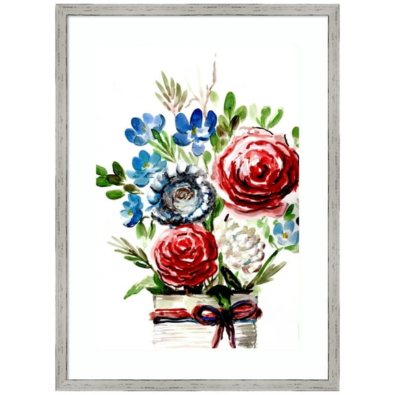 Amanti Art Proud to be an American Bouquet II Wood Framed Wall Art Print