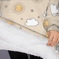 thumbnail image 3 of Oversized Wearable Blanket Hoodie,Beige Sun Cloud Star Pattern Sherpa Blanket Hoodie with Super Pockets,Super Warm Fuzzy Pullover for Women & Men, 3 of 6