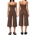 thumbnail image 4 of Workout Sets for Women 2 Piece - Seamless Yoga Outfits Shorts and Padded Sports Bra Gym Athletic Clothing Set,Padded(Brown,S), 4 of 8