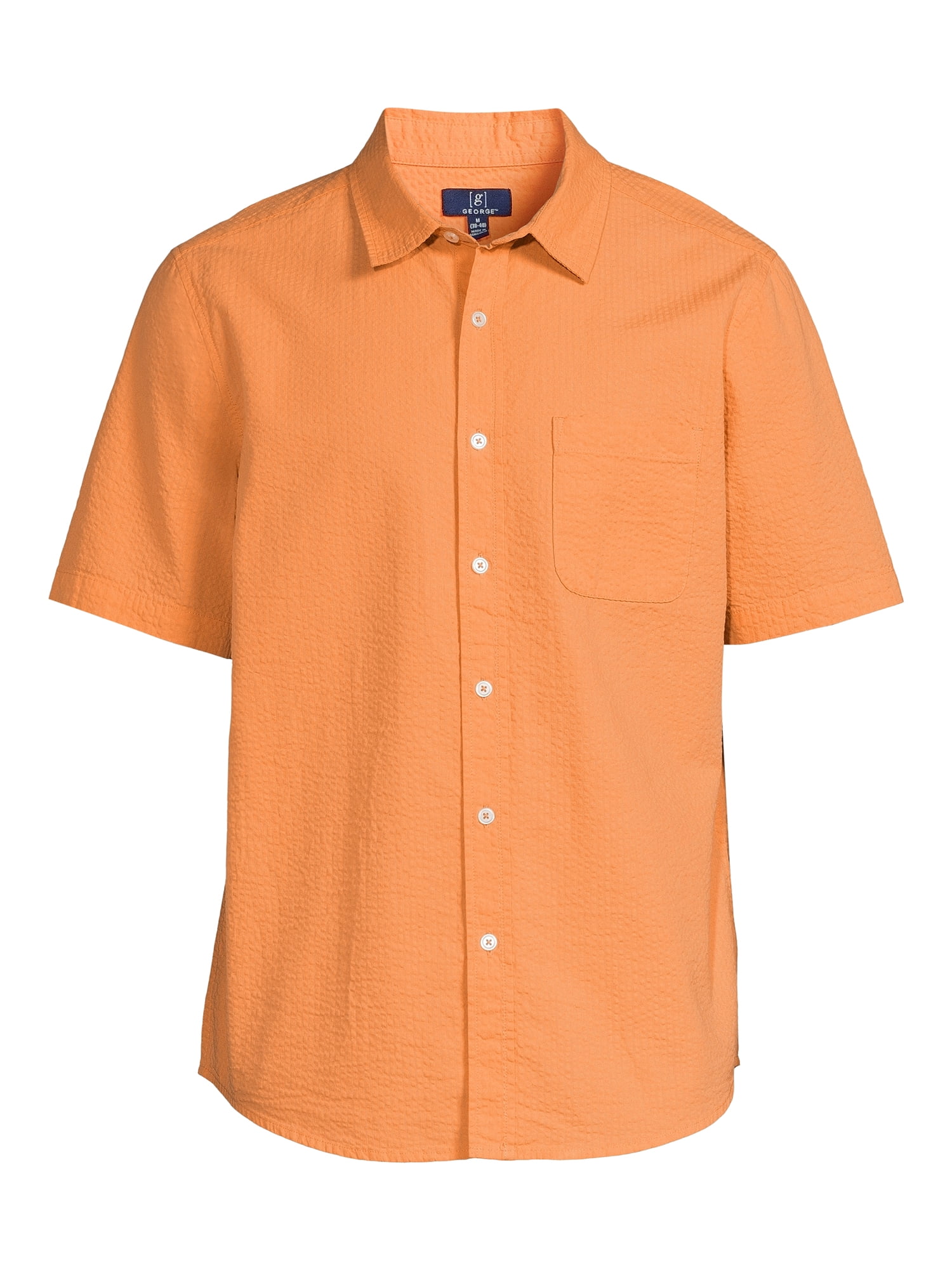 George Men's Seersucker Button Up Shirt with Short Sleeves