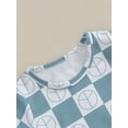 thumbnail image 6 of FEORJGP Toddler Boys Summer Outfits Short Sleeve T-Shirt Checkerboard Print Shirt Crew Neck Tops and Drawstring Shorts Sets Casual Daily Clothes Beachwear, 6 of 9