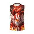 thumbnail image 4 of Yiaed Red Leaf Flame Fox Print Men's Singlet Vests Summer Running Muscle Tank Tops Gym Undershirt Round Neck Sleeveless for man, 4 of 5