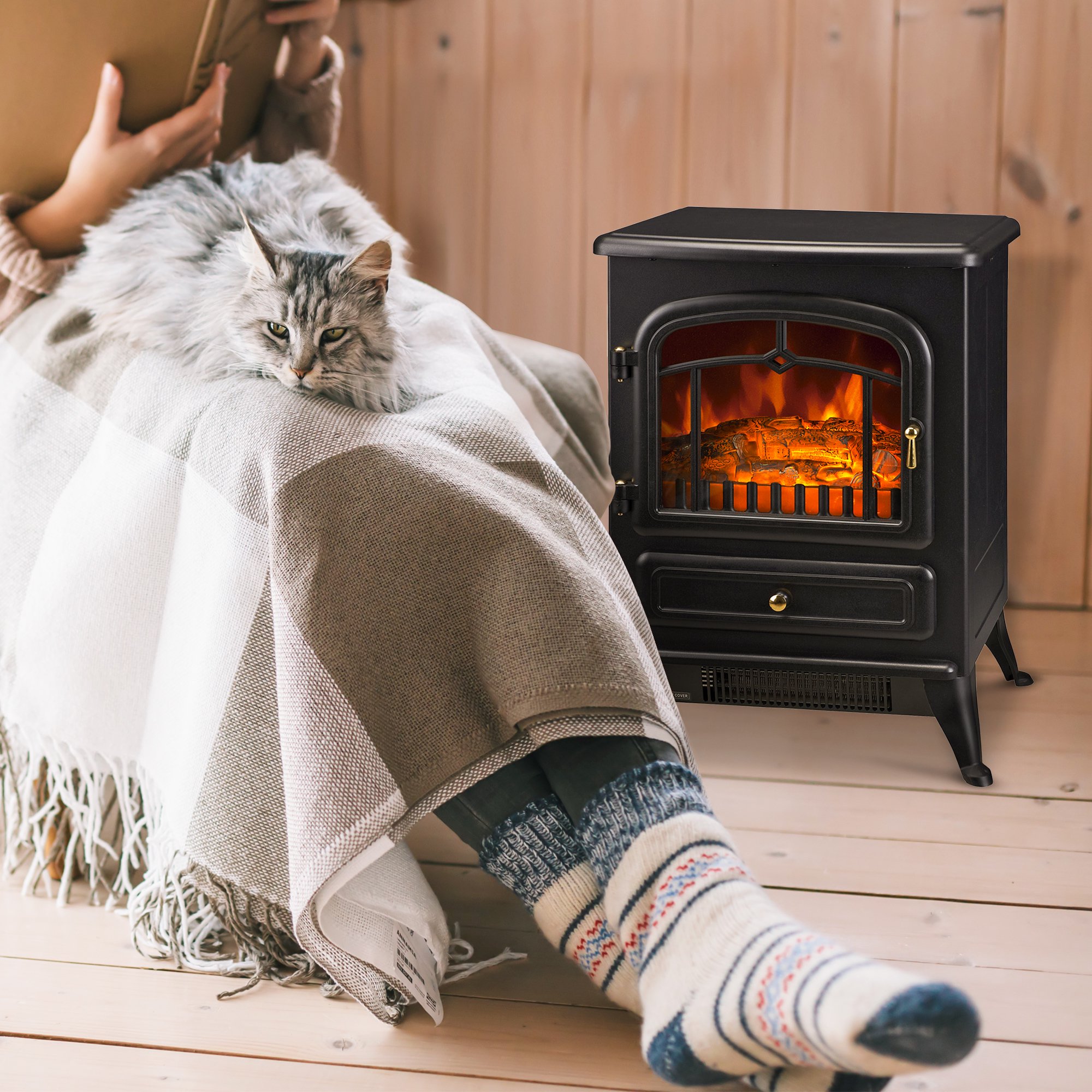 HOMCOM 750/1500W 16 Freestanding Electric Fireplace Heater Fire Stove |  Walmart Canada