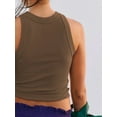 thumbnail image 5 of Women'S Sleeveless Full Length Ribbed Fitted Racerback Workout Crew High Neck Basic Tank Top Coffee M, 5 of 9