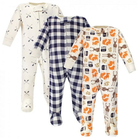 UPC: 0660168536270 | Hudson Baby Infant Boy Cotton Zipper Sleep and Play 3pk  Forest  0-3 Months