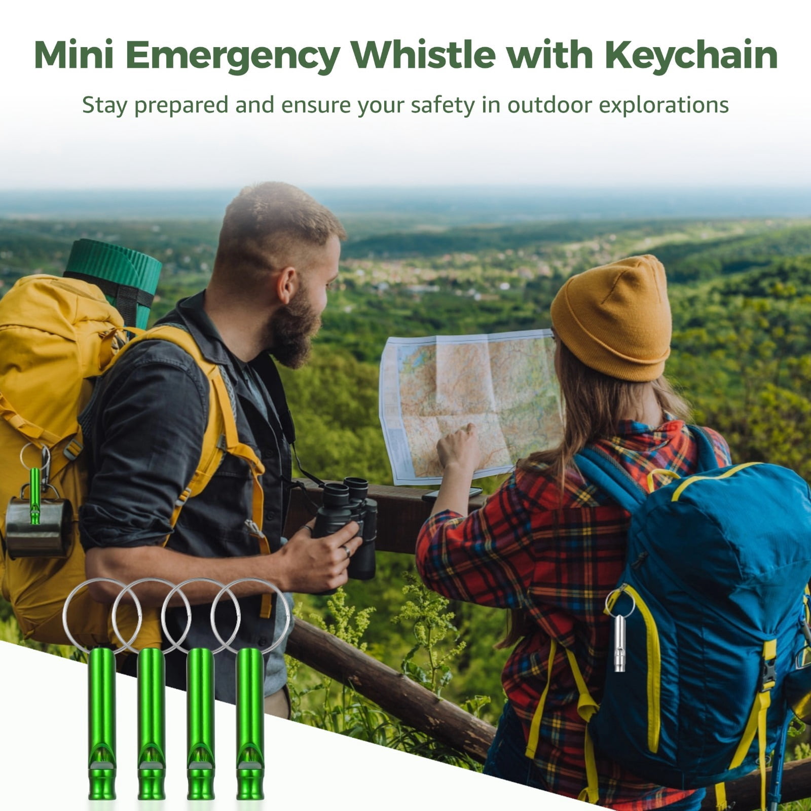 Bulk 100 Packs Emergency Survival Whistle with Keychain - Loud Aluminum Alloy Safety Whistle for Outdoor, Camping, Hiking, Hunting & Rescue