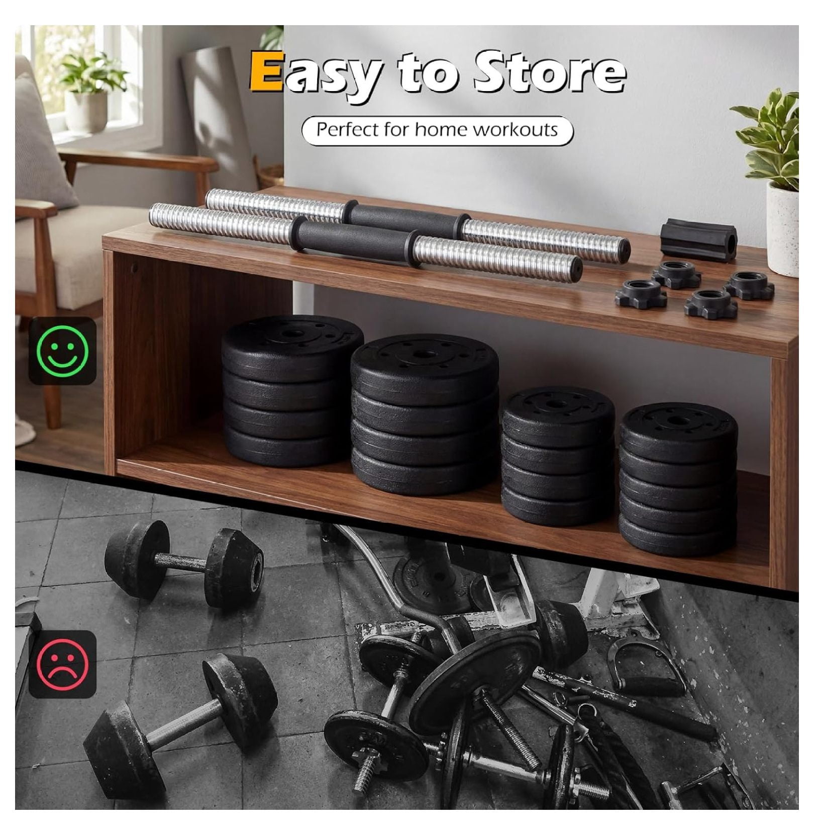 Adjustable Dumbbell Set, 66LBS Free Weight Set with Connector, 3-in-1 Convertible for Strength Training, Home Gym Exercise Workout Equipment Lifting Set