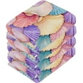 thumbnail image 3 of 6 Pack Colorful Shells Pure Cotton Washcloths 12 x 12 Inch Reusable Absorbent Soft Cotton Face Towels Fingertip Towels Set for Gym Towels,Hotel and Spa Wash cloth, 3 of 7