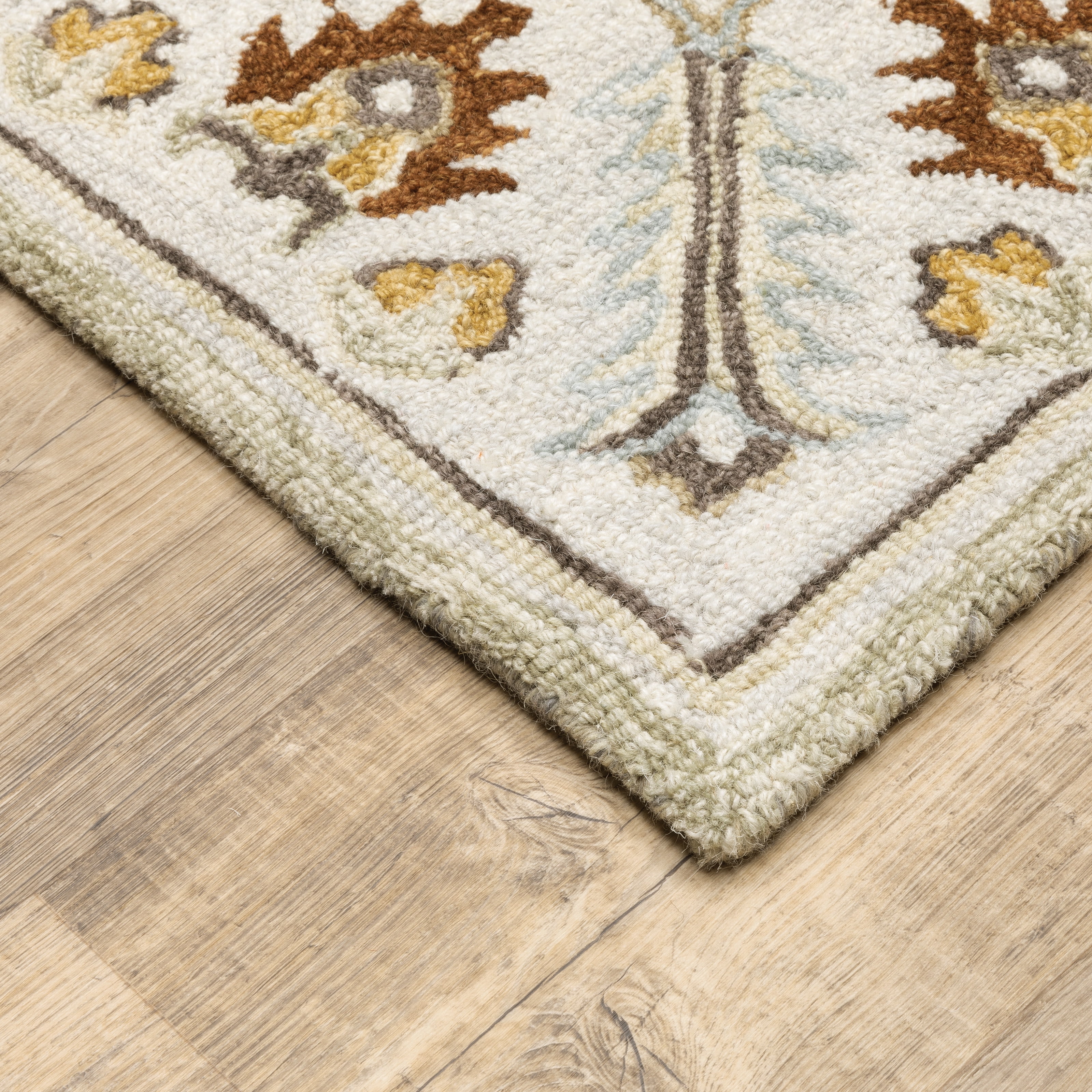 Avalon Home Acadia Bordered Medallion Handcrafted Wool Area Rug or Runner