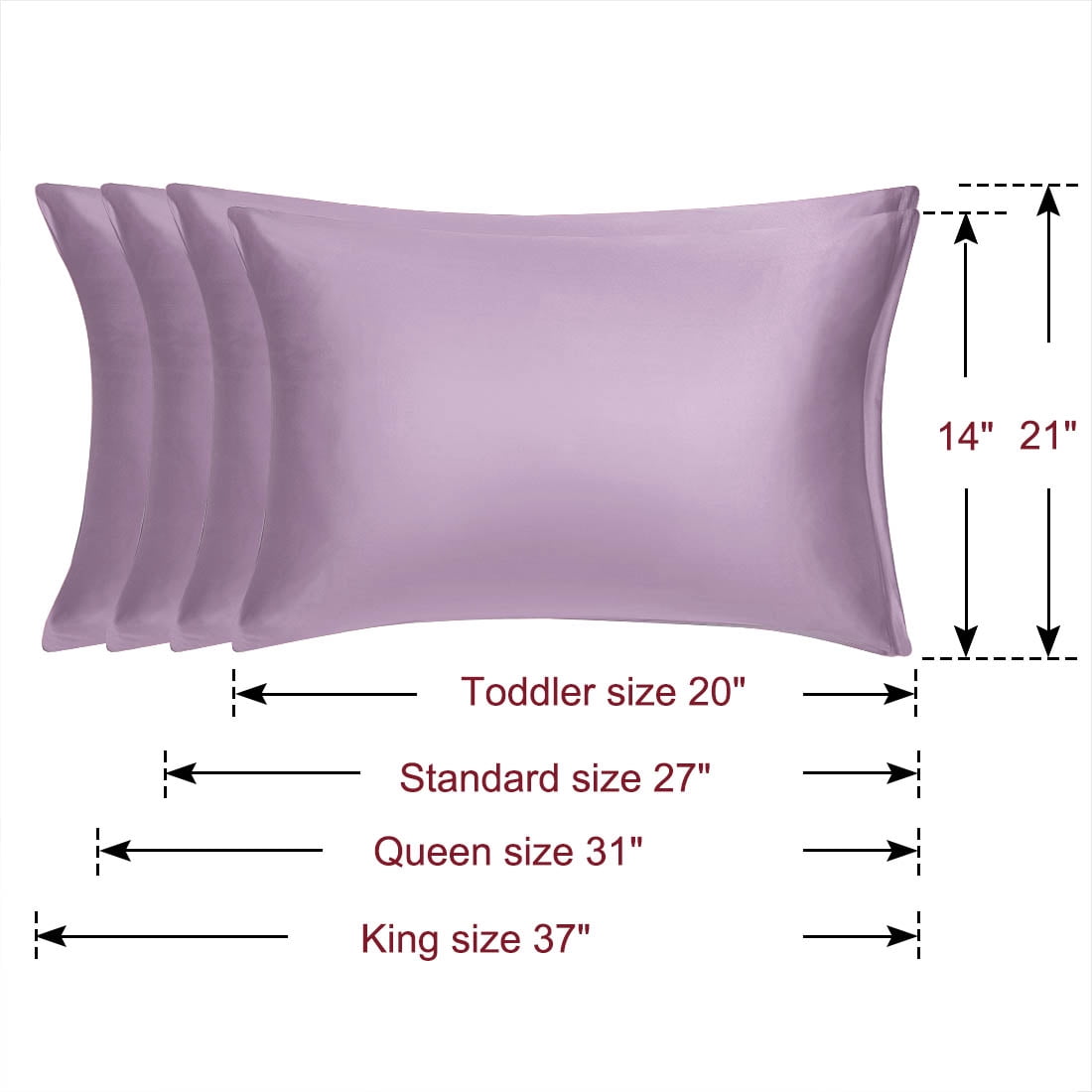 Unique Bargains 2 Pack Silky Satin Pillow Cover Cases Mauve 21" x 27"